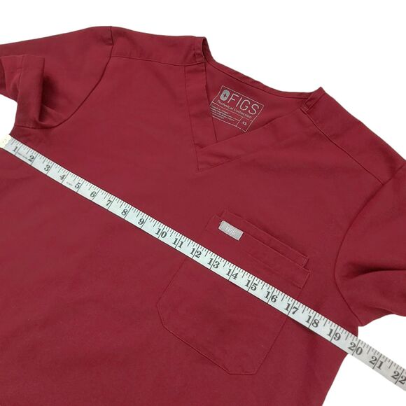 Figs Leon Three-Pocket Scrub Top Mens XS Burgundy Short Sleeve V-Neck FM1500 - Picture 7 of 10